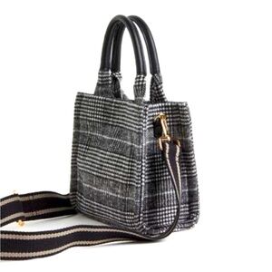 H&M gray plaid mini structured handbag